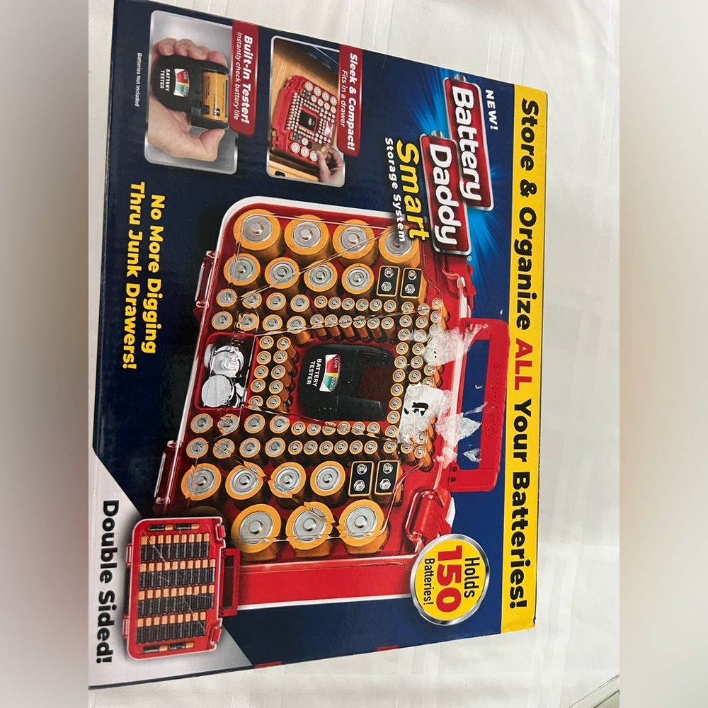 Ontel Battery Daddy Smart - Battery Organizer Storage Case with Tester, Stores